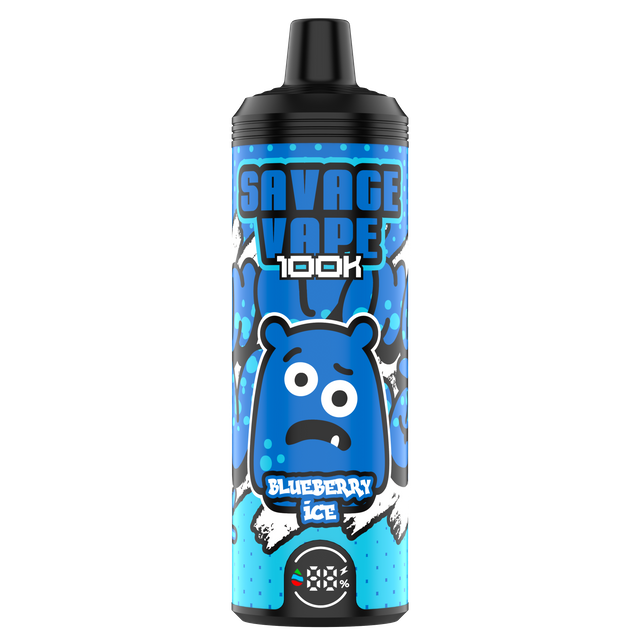 EU Warehouse Original Savage vape Mtl 100000 Puff 80000 65000 Electronic Cigarette Vaper Dual Mesh Coil 50ml E-Liquid Disposable Vape 100K 80K 65k-Blueberry Ice