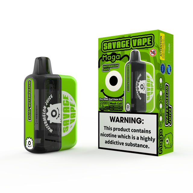 2025 New Design EU Warehouse Savage Maga 50000 Puff Prefilled Replaceable Cartridge Kits Disposable Vape 50k-Watermelon Juice