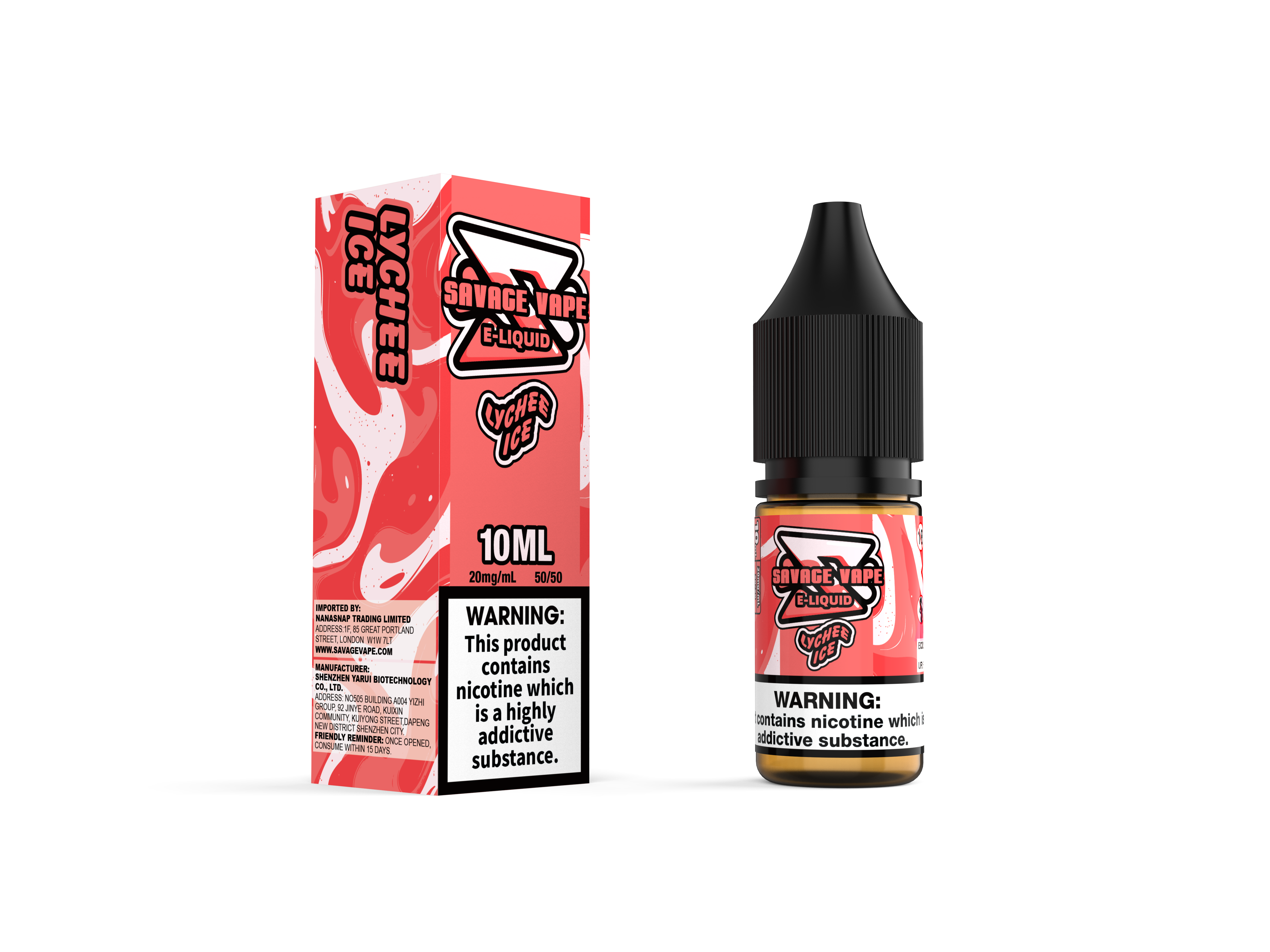 Savage Vape E Juice 2mg Nicotine Salt 10ml TPD- Lychee Ice