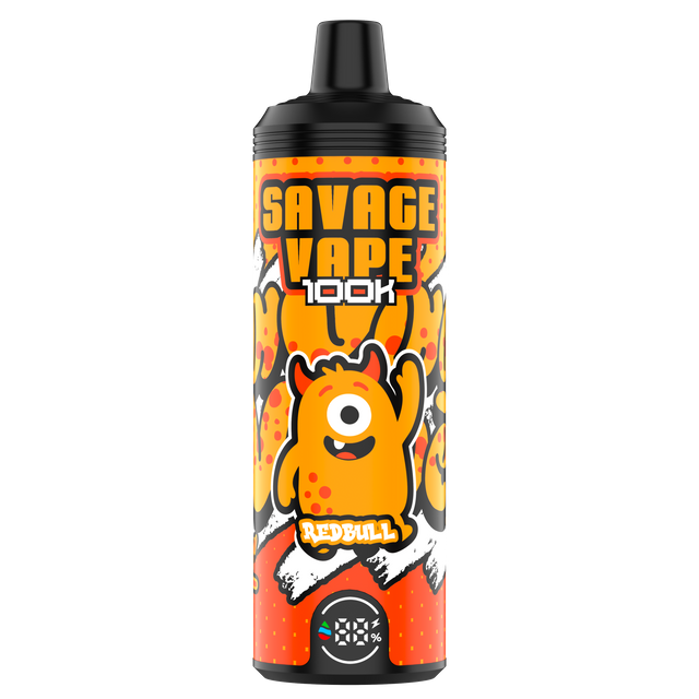 EU Warehouse Original Savage vape Mtl 100000 Puff 80000 65000 Electronic Cigarette Vaper Dual Mesh Coil 50ml E-Liquid Disposable Vape 100K 80K 65k-Red Bull