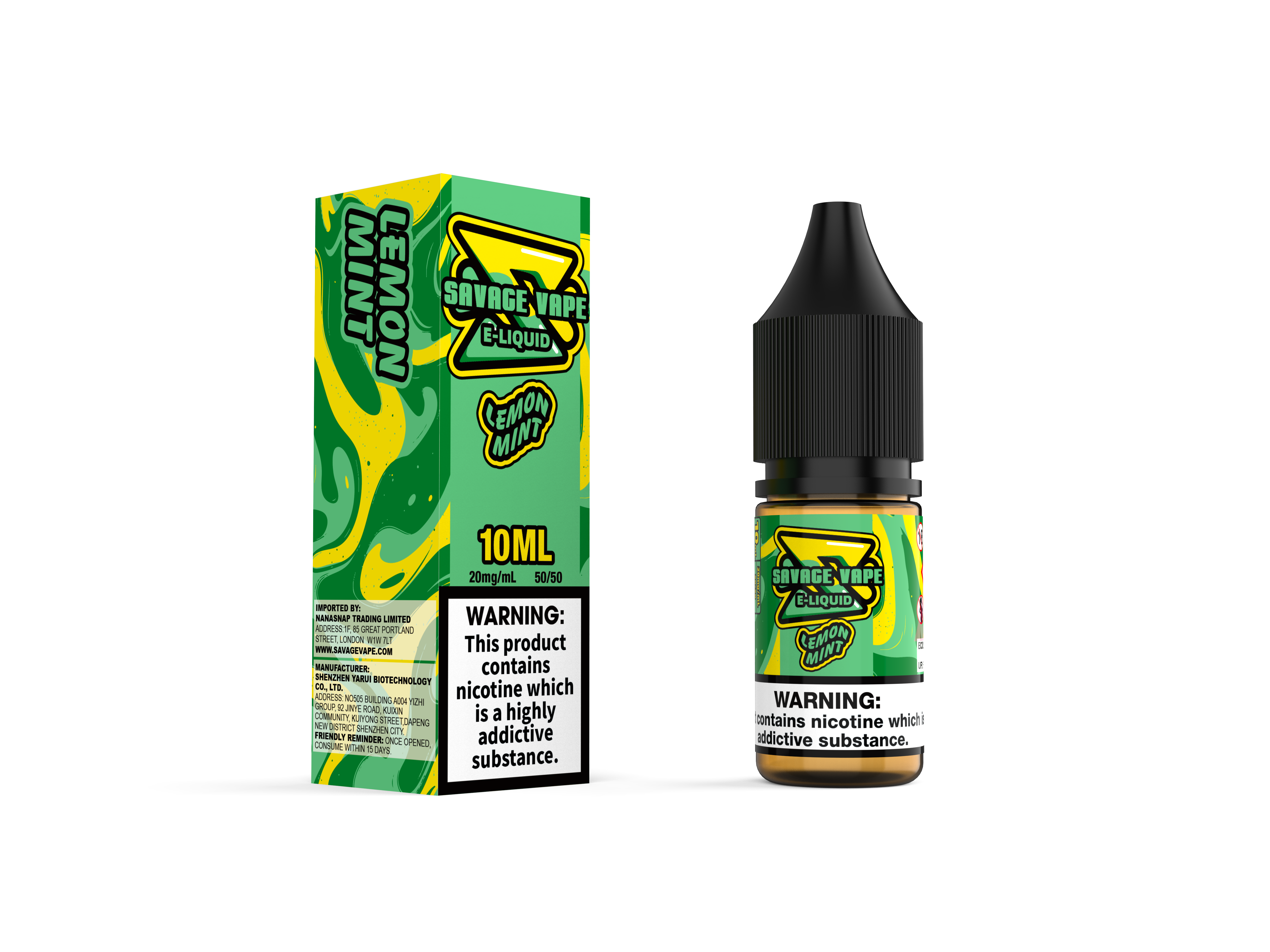 Savage Vape E Juice 2mg Nicotine Salt 10ml TPD- Lemon Mint