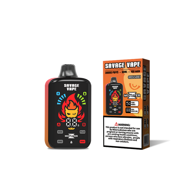 Original Savage Monster Z 30000 Puff 30k Disposable Vape E Cigarette Dual Mesh Coil 5% Nic Salt- Apple Ice