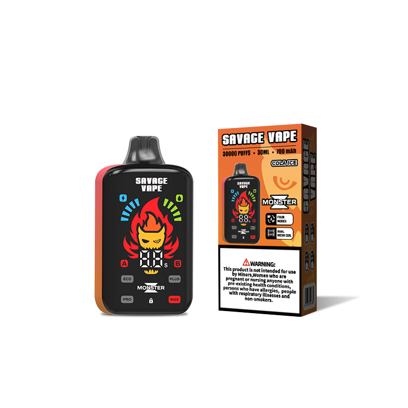 Original Savage Monster Z 30000 Puff 30k Disposable Vape E Cigarette Dual Mesh Coil 5% Nic Salt- Cola Ice