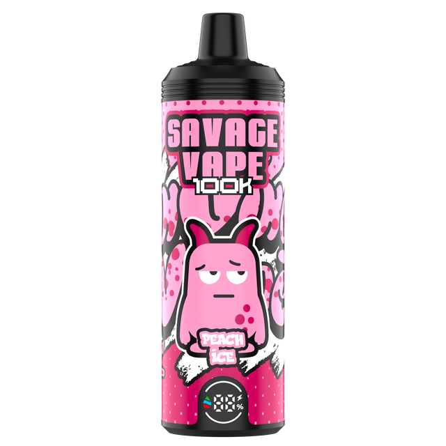 EU Warehouse Original Savage vape Mtl 100000 Puff 80000 65000 Electronic Cigarette Vaper Dual Mesh Coil 50ml E-Liquid Disposable Vape 100K 80K 65k-Peach Ice