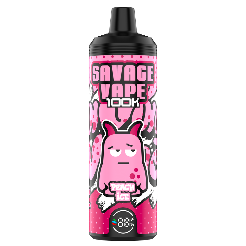 EU Warehouse Original Savage vape Mtl 100000 Puff 80000 65000 Electronic Cigarette Vaper Dual Mesh Coil 50ml E-Liquid Disposable Vape 100K 80K 65k-Peach Ice