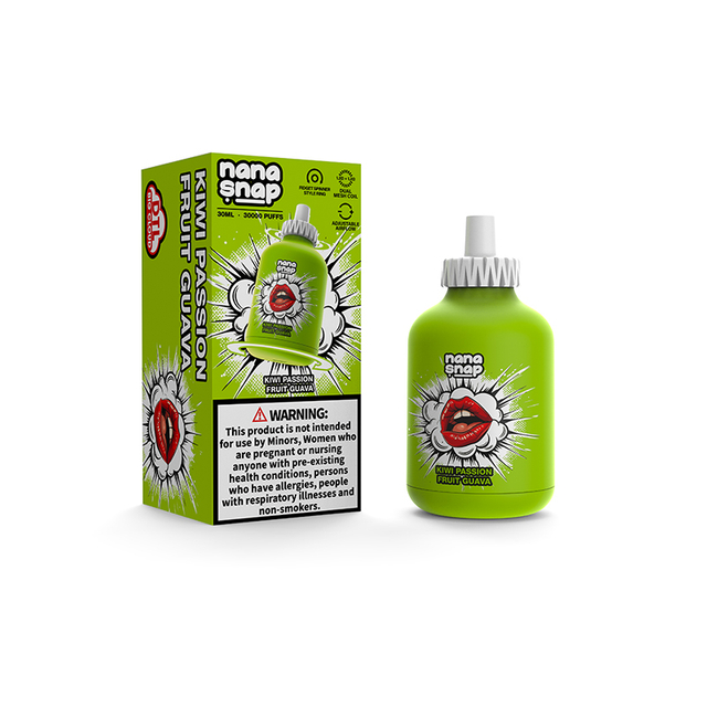 EU Warehouse Nanasnap DTL Shisha 30000 Puff 30k Disposable Vape E Cigarette Adjustable Airflow- Kiwi Passion Fruit Guava
