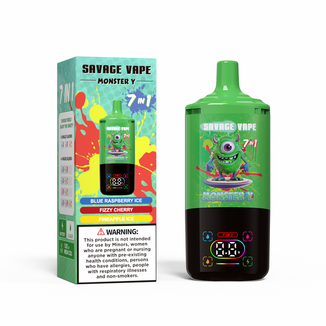 Top Sale Savage Monster Y 80000 Puff 65000 50000 E Cigarette 7 in 1 Dual Mesh Coil Smart Display 30+30+30ml e-liquid EU Warehouse Disposable Vape 80k 65k 50k-Blue Raspberry Ice & Fizzy Cherry