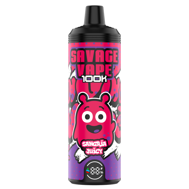 EU Warehouse Original Savage vape Mtl 100000 Puff 80000 65000 Electronic Cigarette Vaper Dual Mesh Coil 50ml E-Liquid Disposable Vape 100K 80K 65k-Sangria Juicy