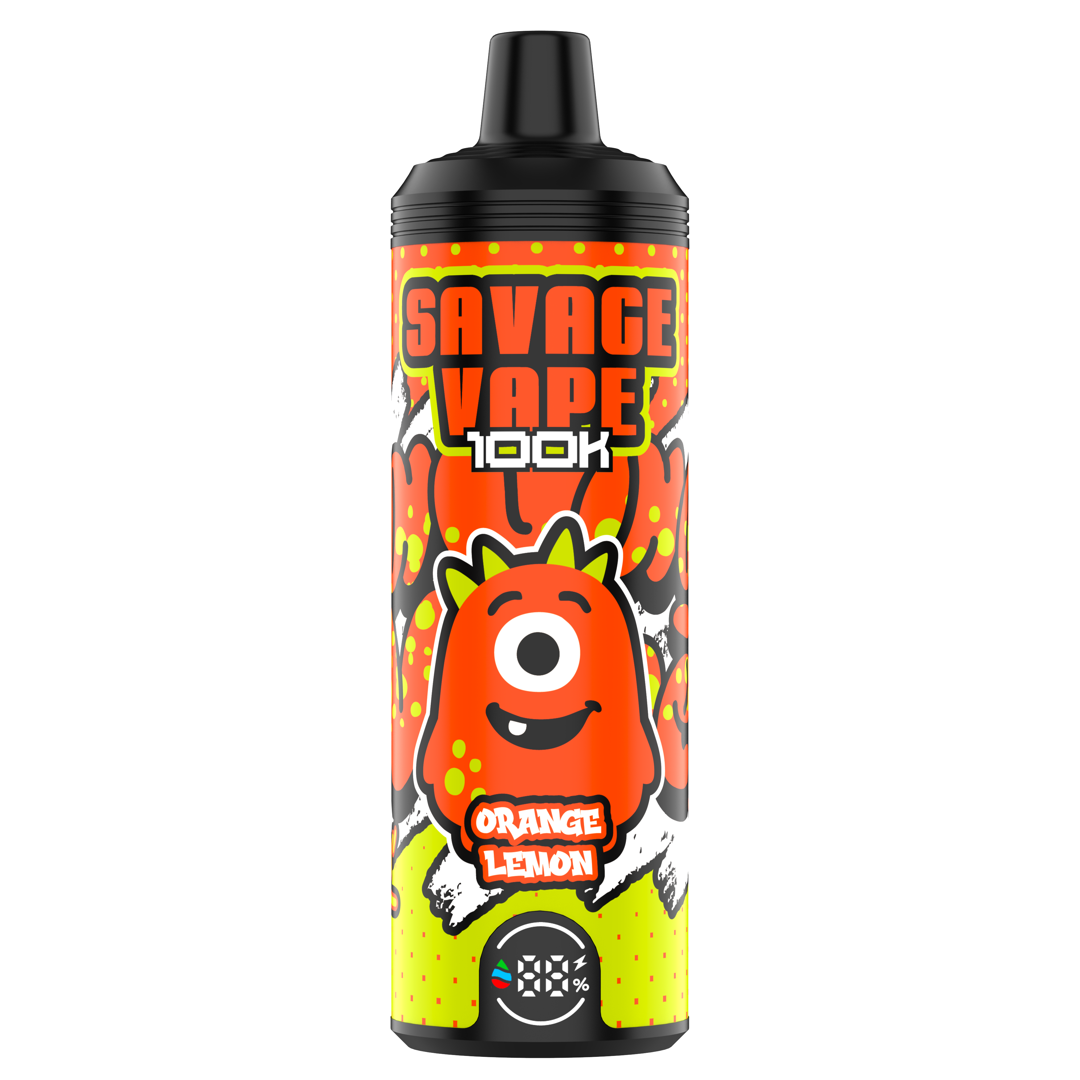EU Warehouse Original Savage vape Mtl 100000 Puff 80000 65000 Electronic Cigarette Vaper Dual Mesh Coil 50ml E-Liquid Disposable Vape 100K 80K 65k-Orange Lemon