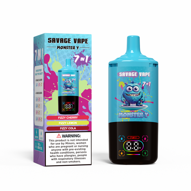 Top Sale Savage Monster Y 80000 Puff 65000 50000 E Cigarette 7 in 1 Dual Mesh Coil Smart Display 30+30+30ml e-liquid EU Warehouse Disposable Vape 80k 65k 50k-Fizzy Cherry & Fizzy Lemon