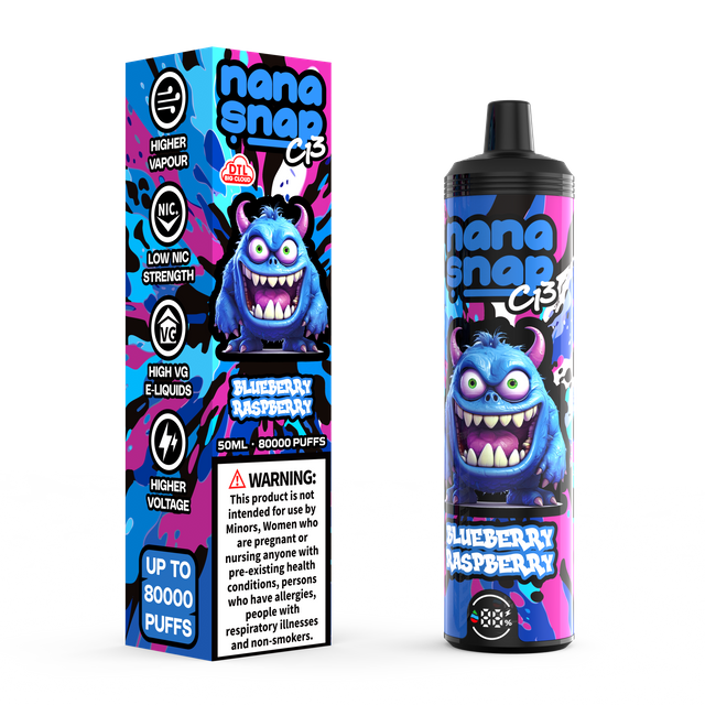 High Quality Nanasnap C13 80000 Puff 60000 50000 E Cigarette Pod Pocket Hookah Dtl Vaper 50ml E-Liquid Dual Mesh Coil EU Warehouse Disposable Vape 80K 60K 50K-Blueberry Raspberry