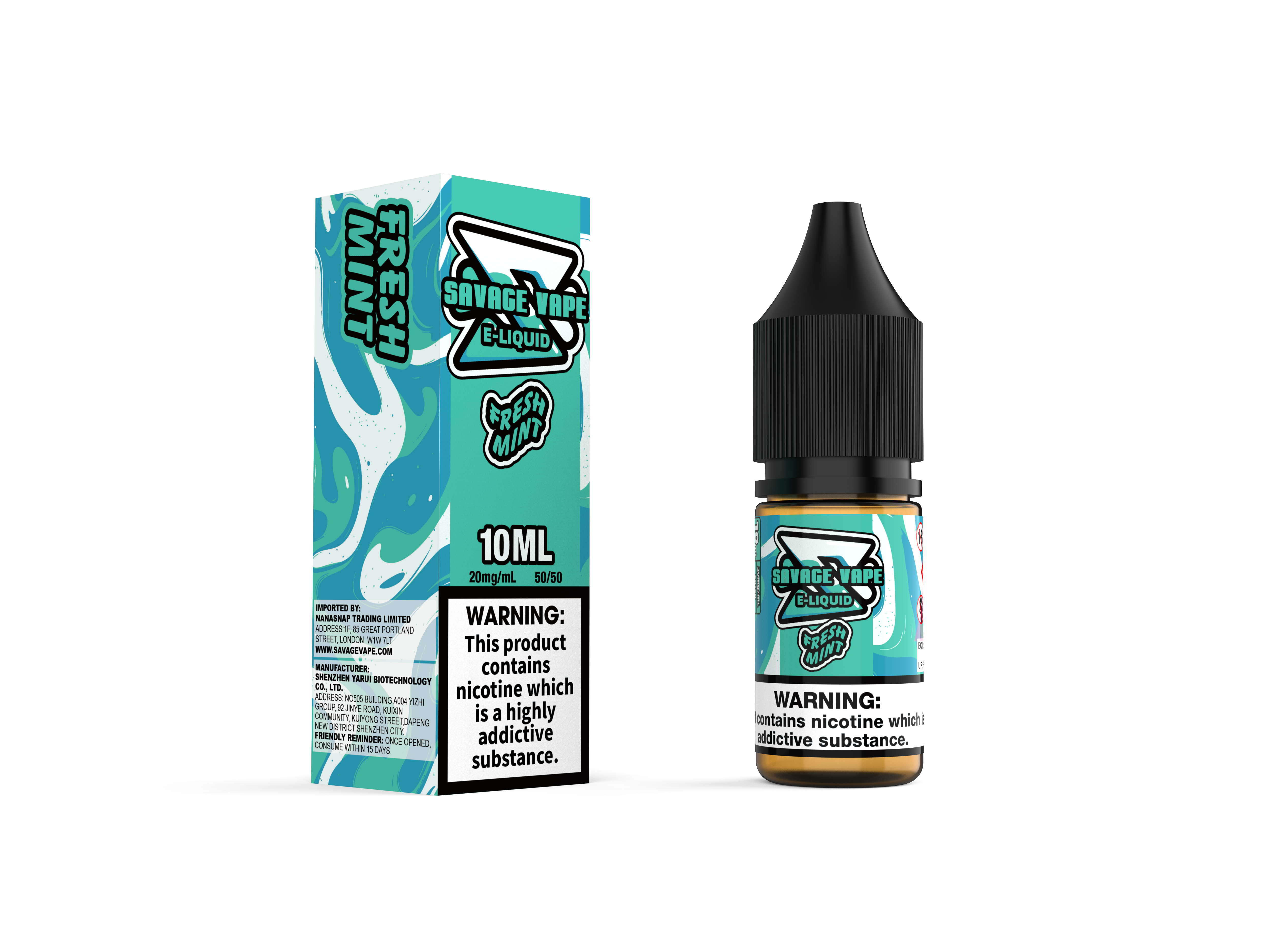 Savage Vape E Liquid 2mg Nicotine Salt 10ml TPD- Fresh Mint