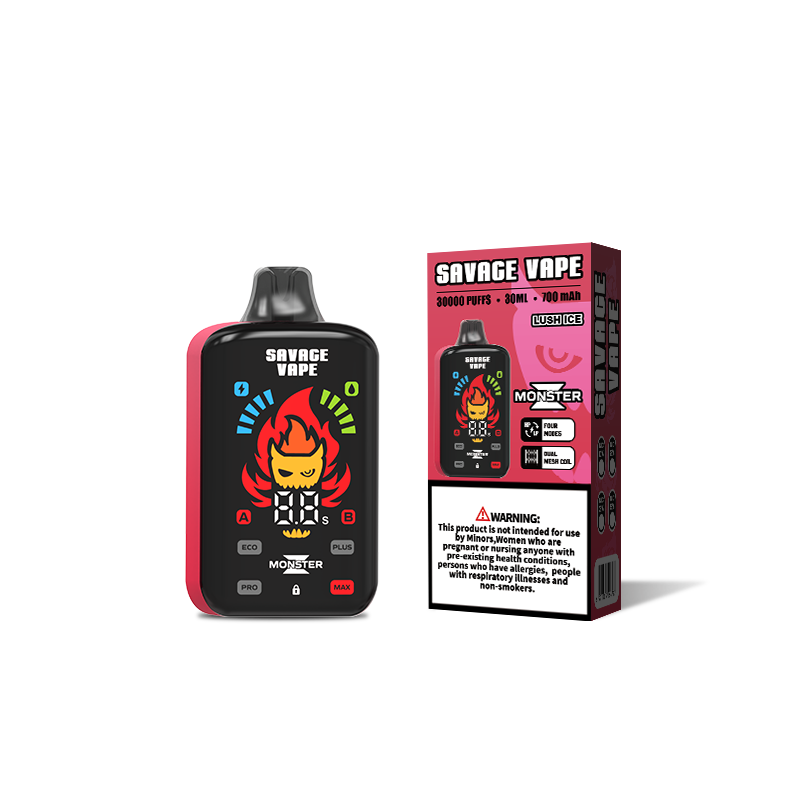 Original Savage Monster Z 30000 Puff 30k Disposable Vape E Cigarette Dual Mesh Coil 5% Nic Salt- Lush Ice
