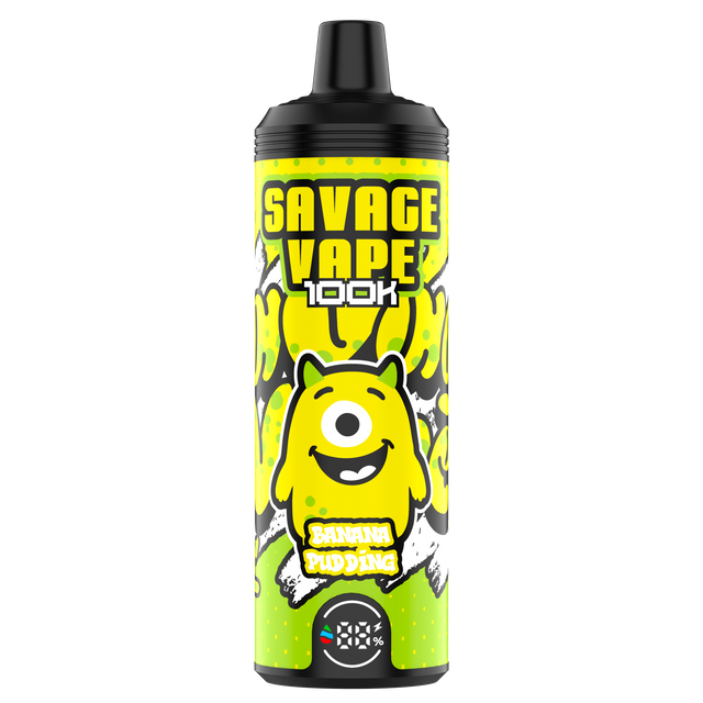 EU Warehouse Original Savage vape Mtl 100000 Puff 80000 65000 Electronic Cigarette Vaper Dual Mesh Coil 50ml E-Liquid Disposable Vape 100K 80K 65k-Banana Pudding