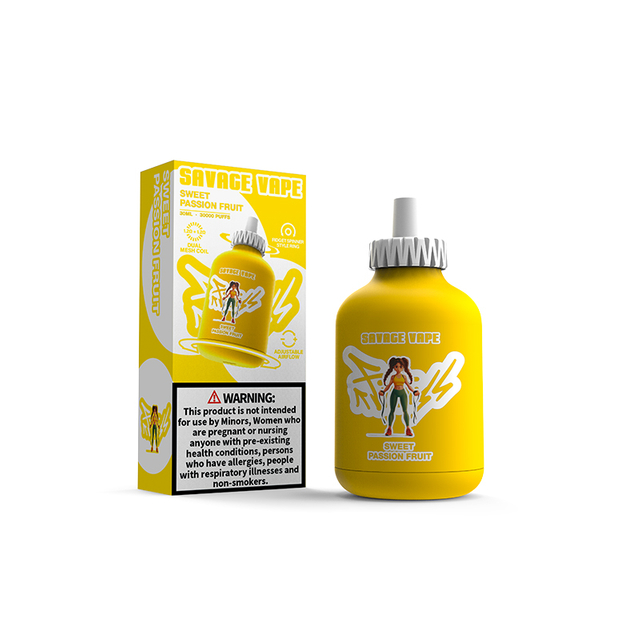 Savage Fitness 30000 Puffs Disposable Vape 30k E Cigarette Adjustable Airflow 30ml Nic Salt Liquid-Blue Razz Lemonade
