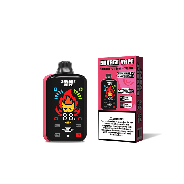Original Savage Monster Z 30000 Puff 30k Disposable Vape E Cigarette Dual Mesh Coil 5% Nic Salt- Blueberry Ice