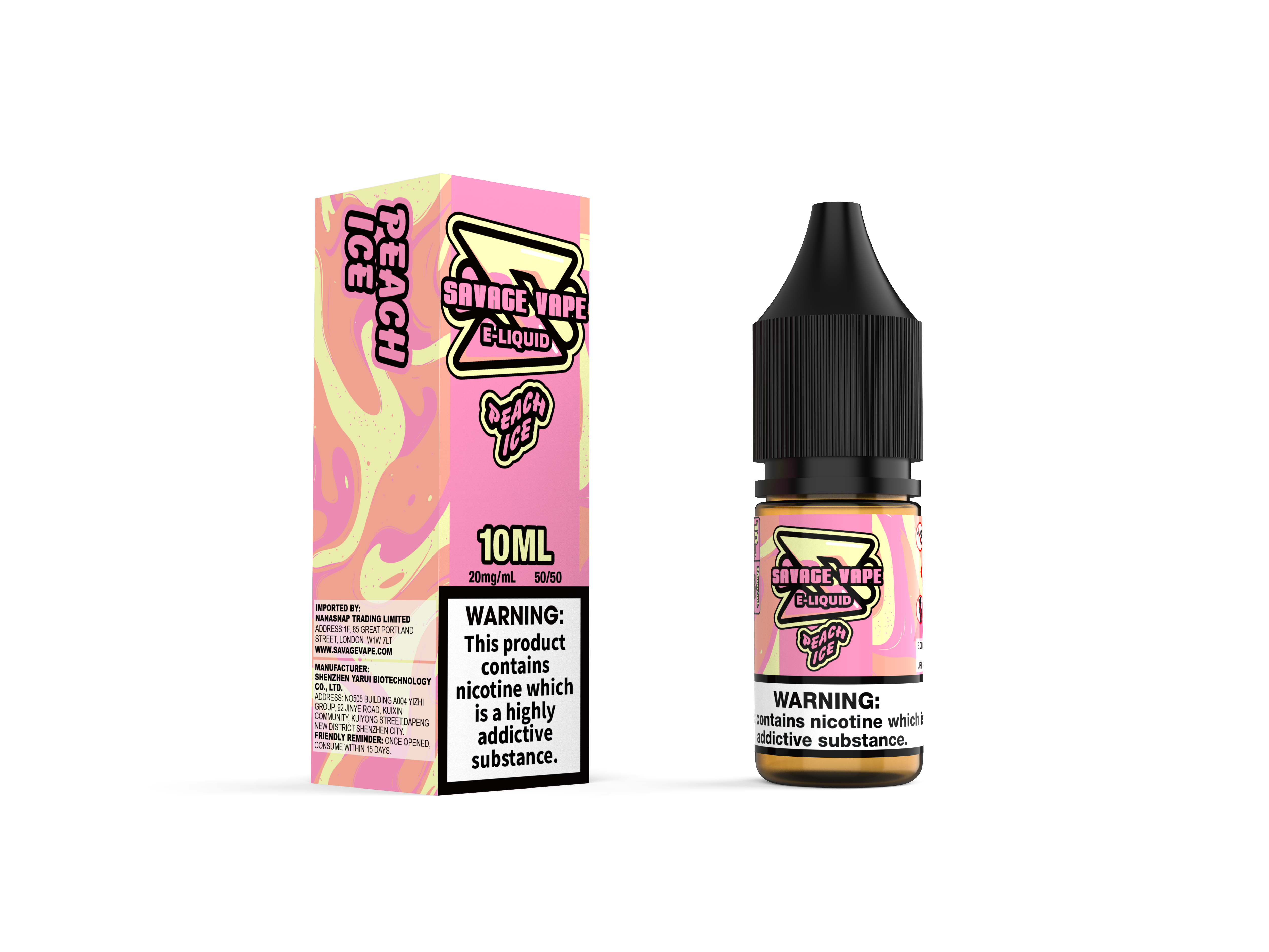 Savage Vape E Juice 2mg Nicotine Salt 10ml TPD- Peach Ice