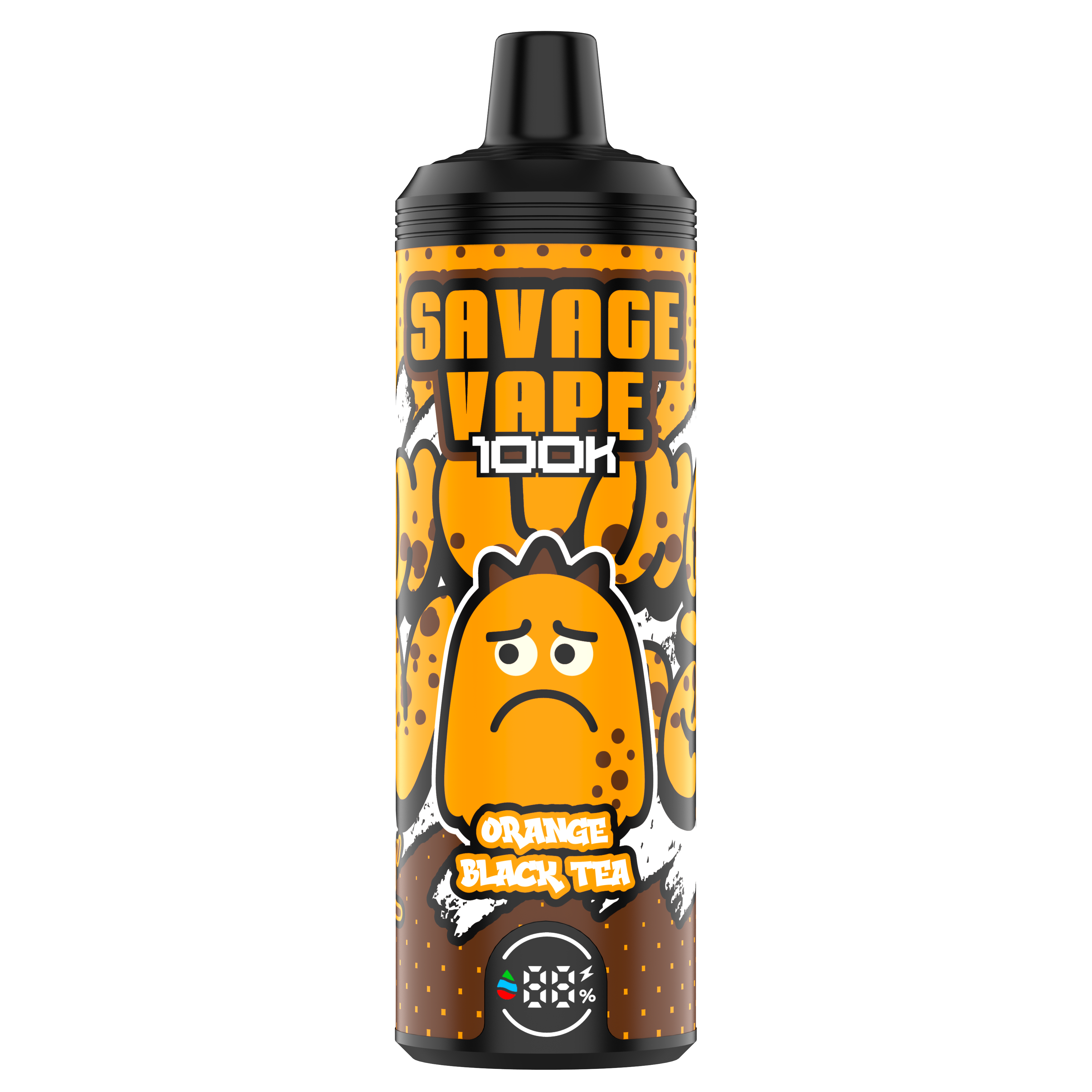 EU Warehouse Original Savage vape Mtl 100000 Puff 80000 65000 Electronic Cigarette Vaper Dual Mesh Coil 50ml E-Liquid Disposable Vape 100K 80K 65k-Orange Black Tea