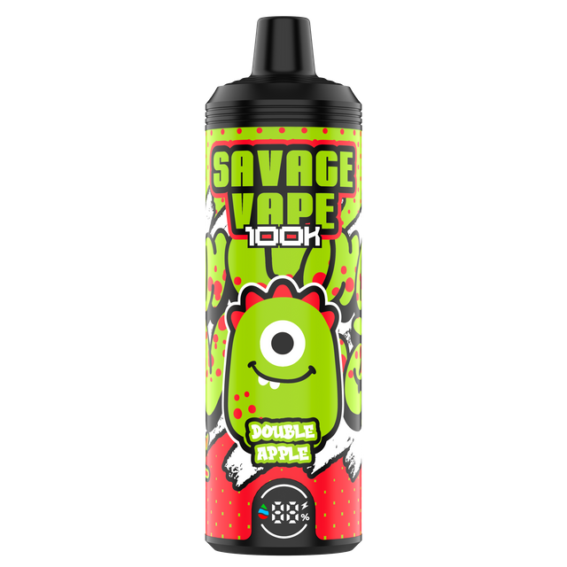 EU Warehouse Original Savage vape Mtl 100000 Puff 80000 65000 Electronic Cigarette Vaper Dual Mesh Coil 50ml E-Liquid Disposable Vape 100K 80K 65k-Double Apple