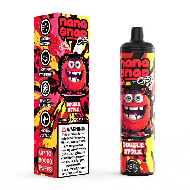 High Quality Nanasnap C13 80000 Puff 60000 50000 E Cigarette Pod Pocket Hookah Dtl Vaper 50ml E-Liquid Dual Mesh Coil EU Warehouse Disposable Vape 80K 60K 50K-Double Apple