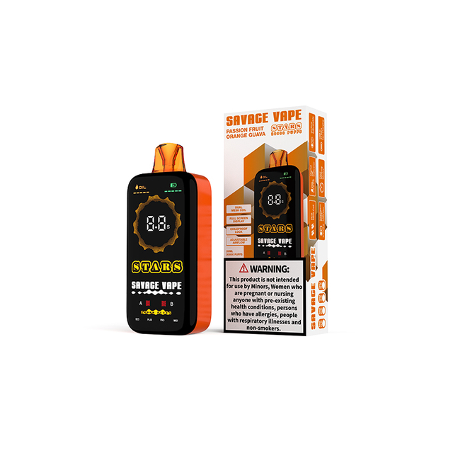 Savage Stars 20000 Puff 20k Disposable Vape Electronic Cigarette with Display Screen Passionfruit Orange Guava