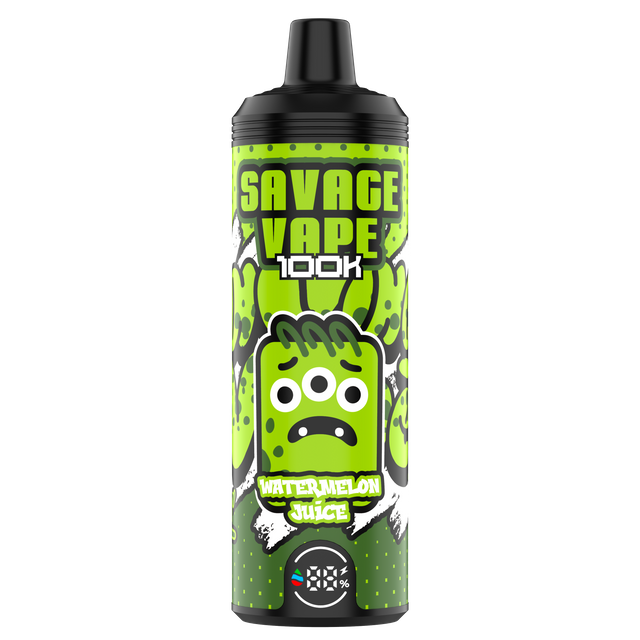 EU Warehouse Original Savage vape Mtl 100000 Puff 80000 65000 Electronic Cigarette Vaper Dual Mesh Coil 50ml E-Liquid Disposable Vape 100K 80K 65k-Watermelon Juice