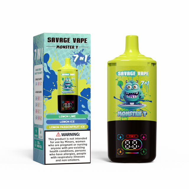 Top Sale Savage Monster Y 80000 Puff 65000 50000 E Cigarette 7 in 1 Dual Mesh Coil Smart Display 30+30+30ml e-liquid EU Warehouse Disposable Vape 80k 65k 50k-Lemon Lime & Lemon Ice