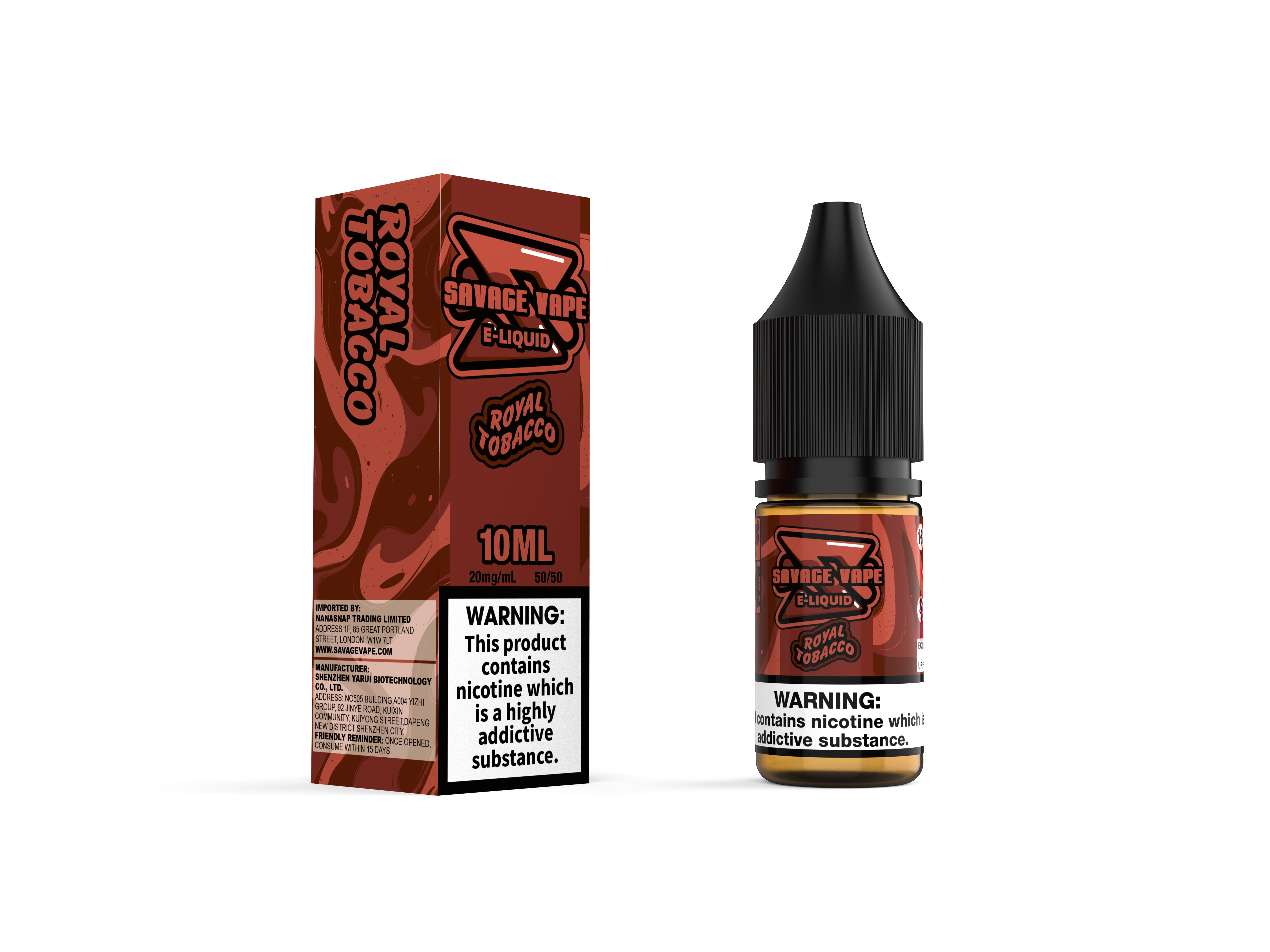 Savage Vape E Liquid 2mg Nicotine Salt 10ml TPD- Royal Tobacco