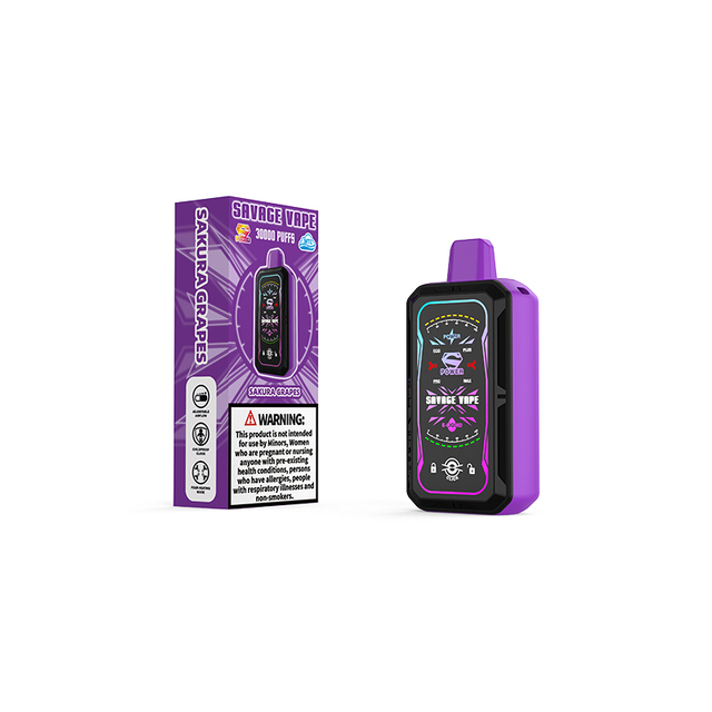 Savage S Power 30k Puff 30000 Disposable Vape E Cigarette with 700mah Battery Full Display Screen - Sakura Grape