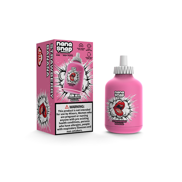 EU Warehouse Nanasnap DTL Shisha 30000 Puff 30k Disposable Vape Electronic Cigarette Adjustable Airflow- Strawberry Banana