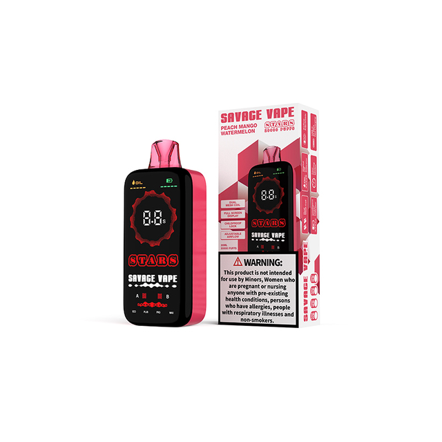 Savage Stars 20000 Puff 20k Disposable Vape Electronic Cigarette with Display Screen Peach Mango Watermelon