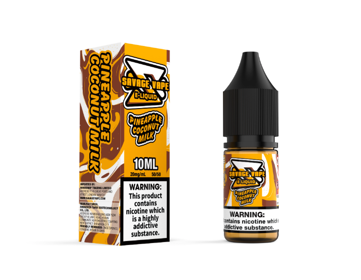 Savage Vape E Liquid 2mg Nicotine Salt 10ml TPD- Pineapple Coconut Milk Savage Vape E Liquid 2mg Nicotine Salt 10ml TPD- Pineapple Coconut Milk
