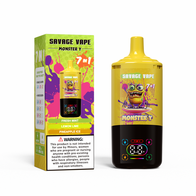 Top Sale Savage Monster Y 80000 Puff 65000 50000 E Cigarette 7 in 1 Dual Mesh Coil Smart Display 30+30+30ml e-liquid EU Warehouse Disposable Vape 80k 65k 50k-Fresh Mint & Lemon Lime
