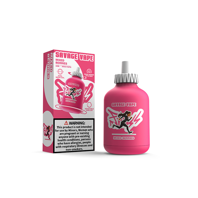 OEM ODM Savage Fitness 30000 Puff 30K Disposable Vape E Cigarette Adjustable Airflow 30ml 50mg Nic Salt Liquid- Mixed Berries