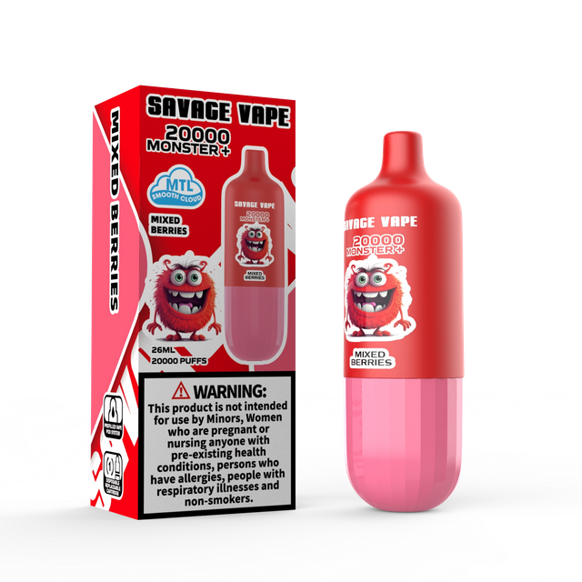 Germany Warehouse Eu Savage Monster +20000 Puff 20k With Prefilled Replacement Disposable Vape Pods Rechargeable Battery- Mixed Berries
