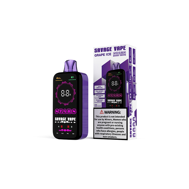 Savage Stars 20000 Puff 20k Disposable Vape Electronic Cigarette with Display Screen Grape Ice