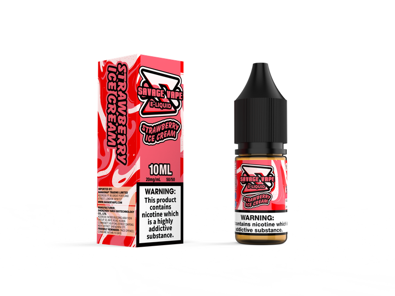 Savage Vape E Liquid 2mg Nicotine Salt 10ml TPD- Strawberry Ice Cream