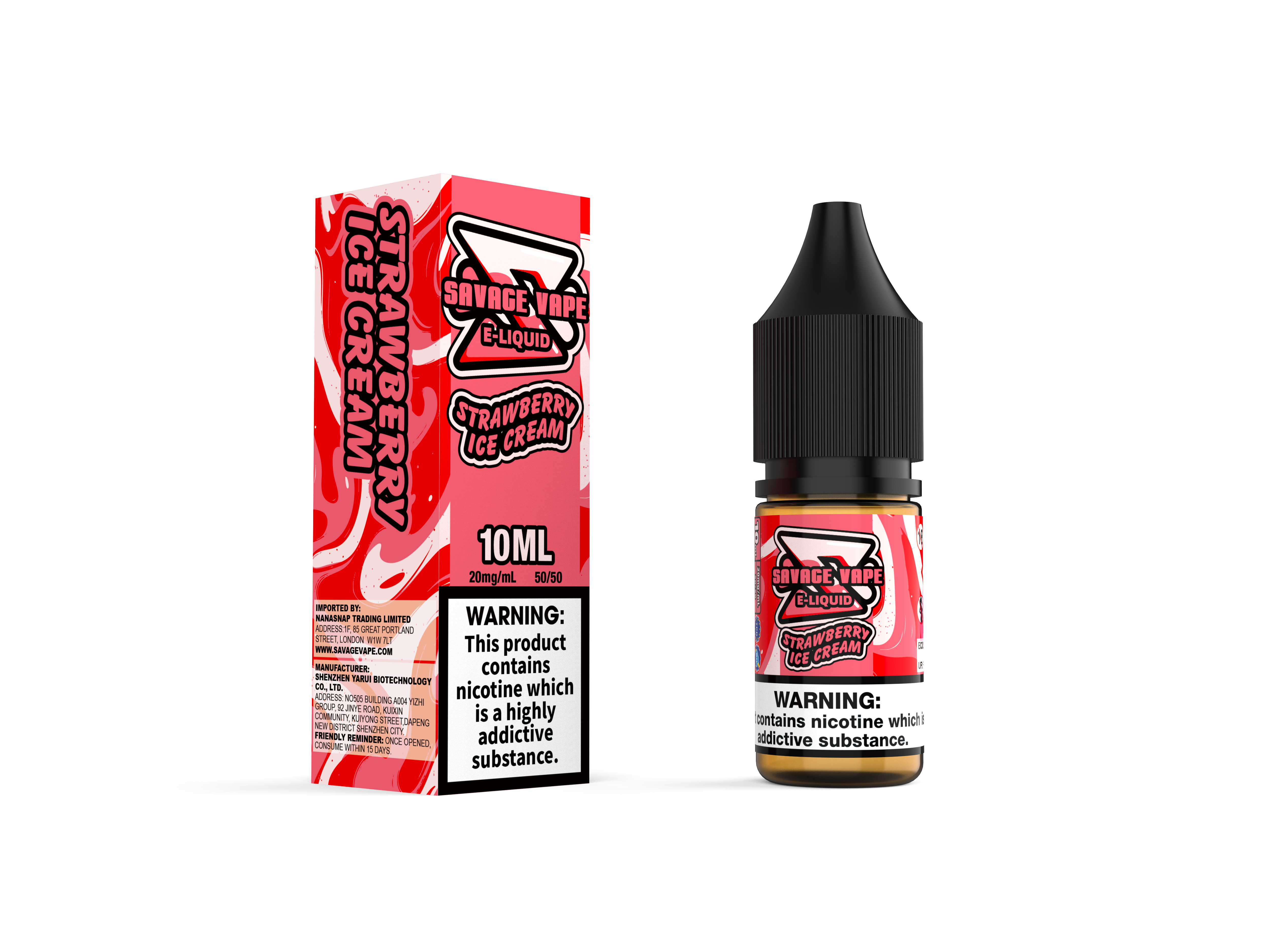 Savage Vape E Liquid 2mg Nicotine Salt 10ml TPD- Strawberry Ice Cream