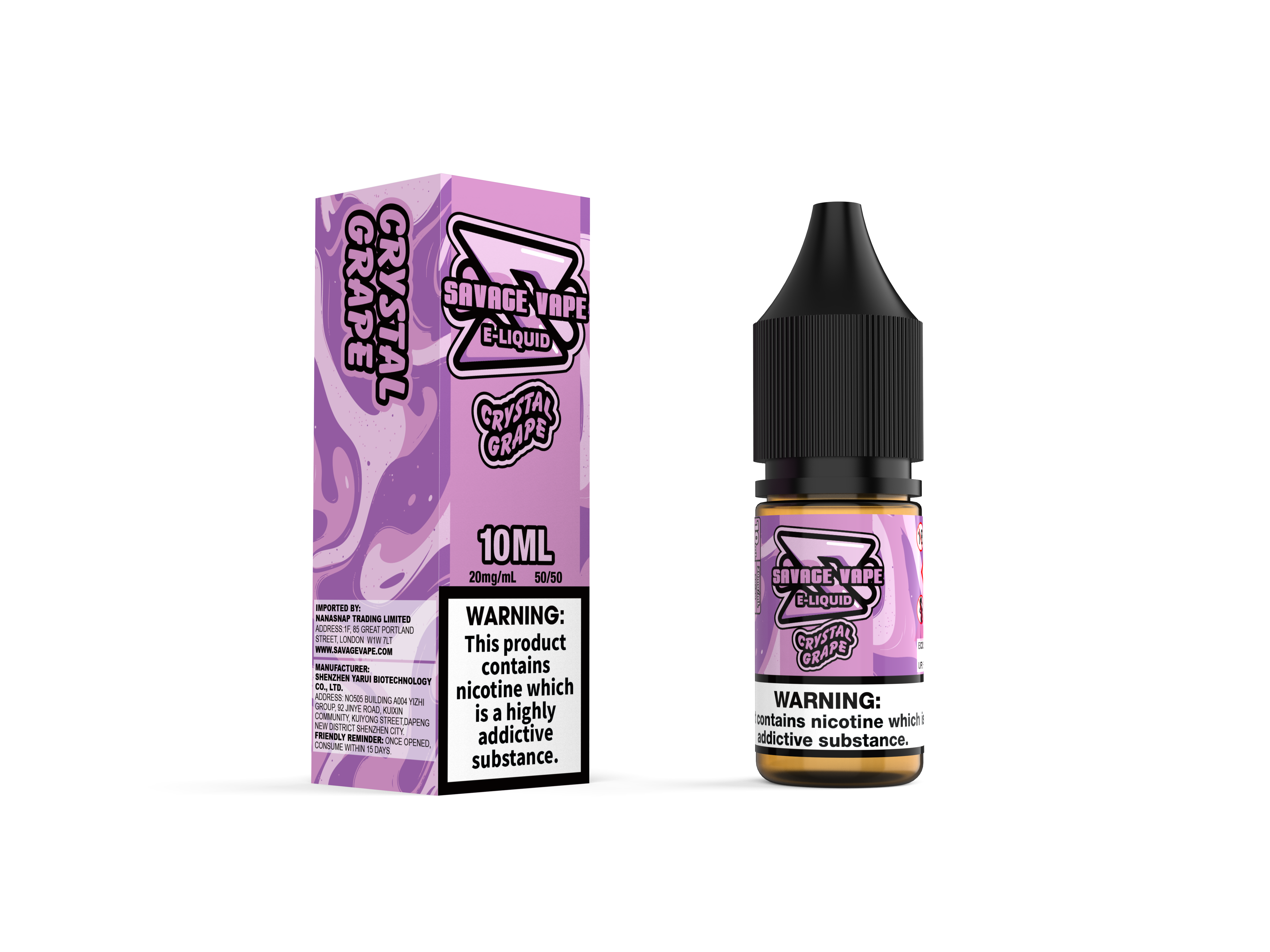 Savage Vape E Juice 2mg Nicotine Salt 10ml TPD- Crystal Grape